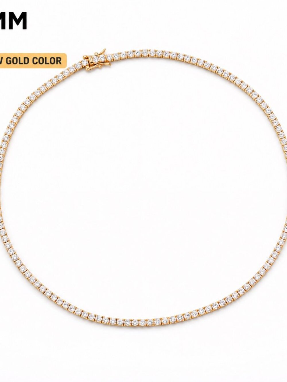 LEKANI 4mm Moissanite Tennis Necklace S925 Gold 24 in